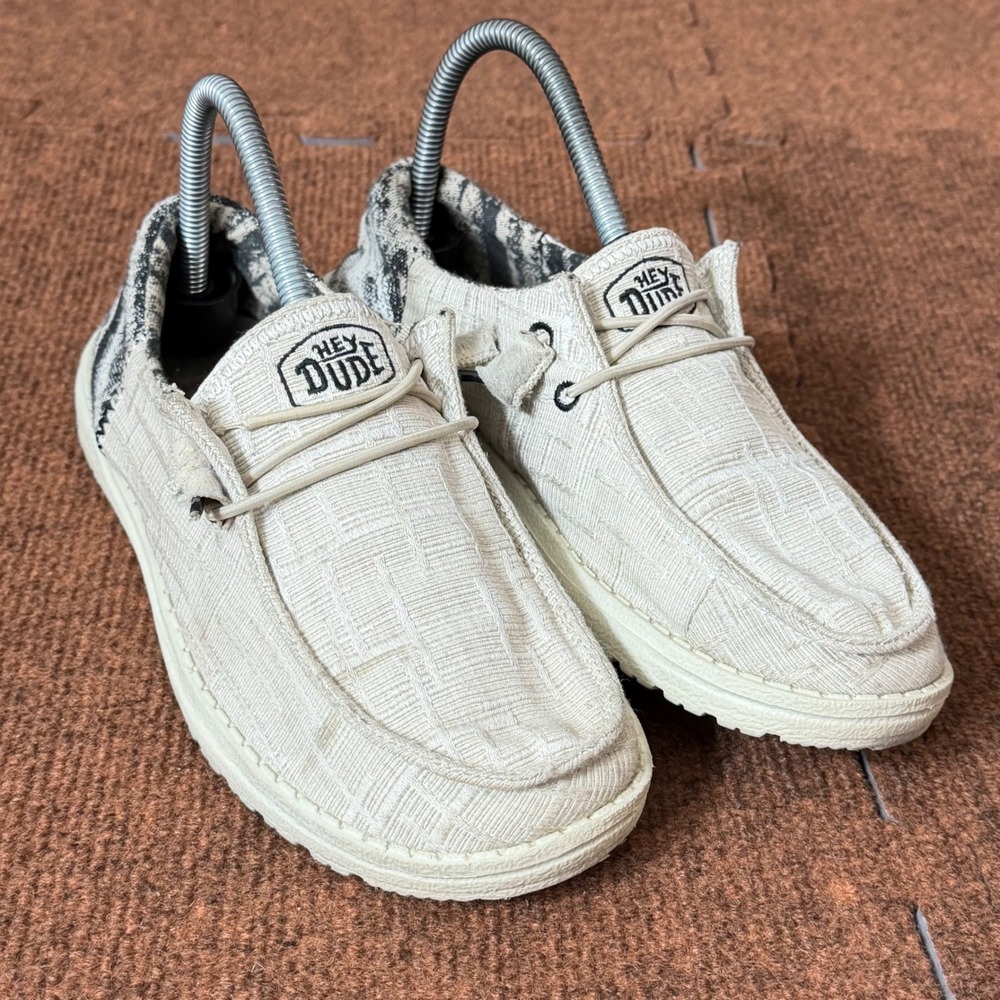 Hey Dude Wendy Funk Slub Blanket Skyline Cream Grey Slip On Loafers Womens 7 gym